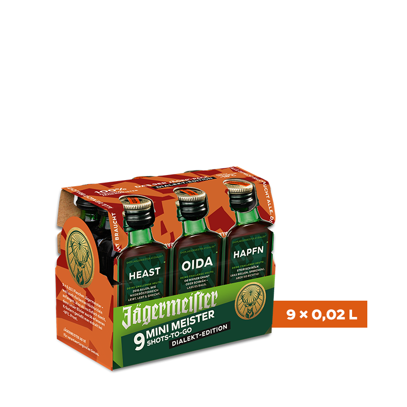Jägermeister Kräuterlikör Dialekt Edition - 9er shots-to-go