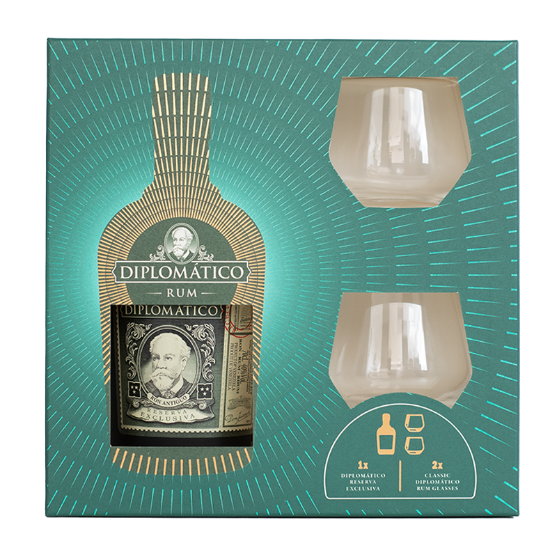 Ron Diplomático Reserva Exclusiva mit 2 Gläsern 40 Vol.% 0,7L