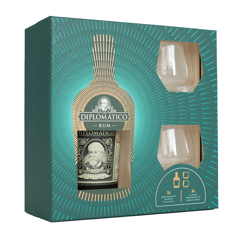 Ron Diplomático Reserva Exclusiva mit 2 Gläsern 40 Vol.% 0,7L