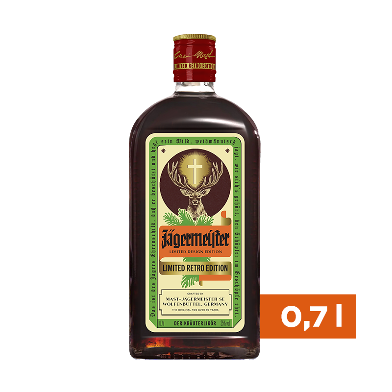 Jägermeister Kräuterlikör Retro-bottle Onpack mit 2 shotgläsern