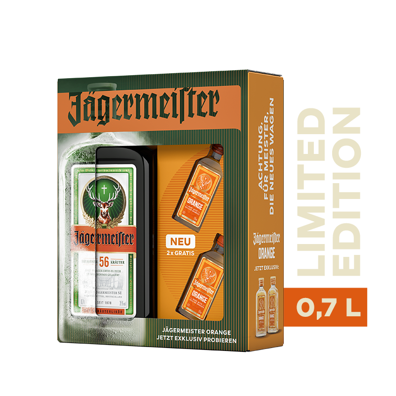 Jägermeister klassisch 0,7L + 2x 0,02L Jägermeister Orange